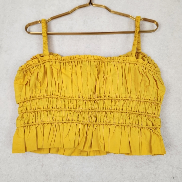 J Crew Re-Imagined Yellow Ruched Cropped Top Size Small - Picture 8 of 11